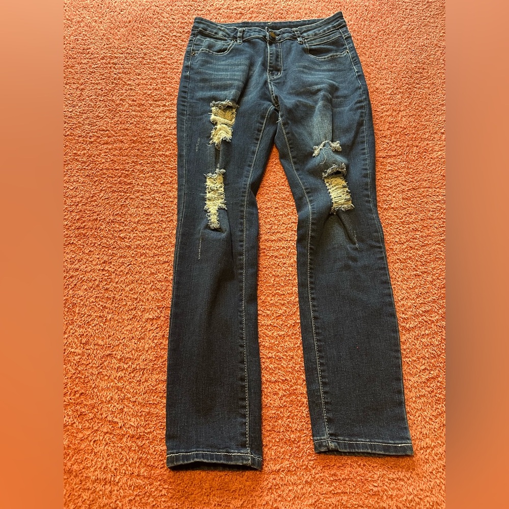 Distressed Blue Jeans - Picture 3 of 10
